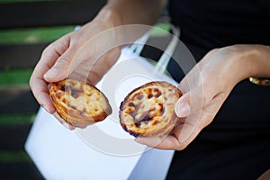 Pasteis de nata - famous traditional dessert and cake of Portugal