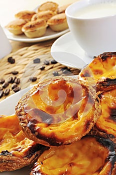 pasteis de nata and pasteis de feijao, typical Portuguese pastries photo
