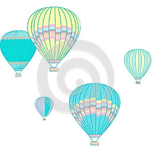 Pastel aerostats. Adventure tourism