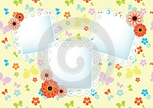 Pastel background with lace frames