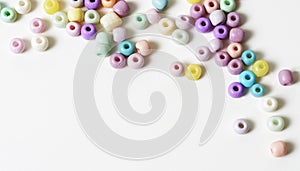 Pastel Beads on White Background