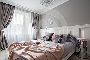 Pastel bedroom with double bed