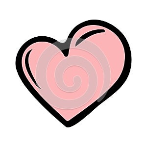 Pastel beige sketch heart isolated on white background. Hand drawn love heart. Vector illustration for any design