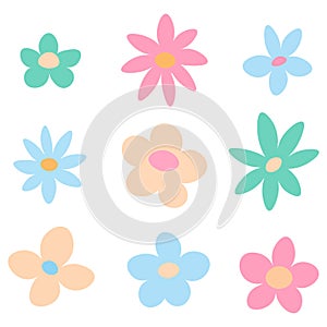 Pastel Blooms Vector Set - A Soft Palette of Simplistic Floral Designs