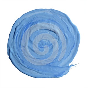 Pastel blue acrylic or oil brush stroke hand painting round shape design element.