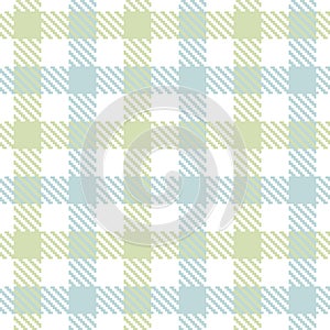 Pastel blue and green seamless plaid pattern. Tartan pattern blue and green on white. Checkered geometric background