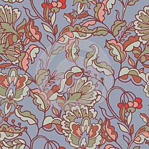 Pastel Blue Ornamental Floral Pattern
