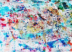 Pastel blue red paint, waxy spots, watercolor paint, colorful hues