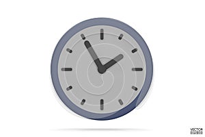 Pastel blue watch isolated on white background. 3D Round clock icon. Cartoon minimal style.Time-keeping, measurement of time, and
