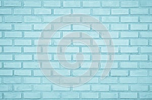 Pastel Blue and White brick wall texture background. Brickwork painted of blue color interior rock old pattern clean concrete grid