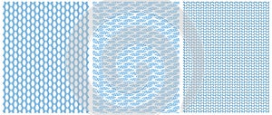 Pastel Blue and White Geometric Seamless Vector Patterns.