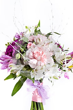 Pastel bouquet from pink and purple gillyflowers