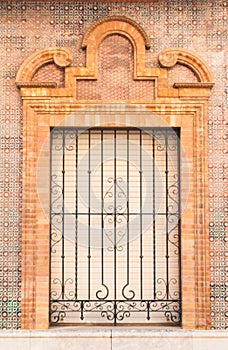 pastel brick ornament traditional window and balcony spanish style with stucco decoration