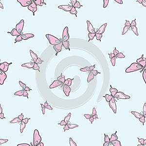 Pastel butterfly seamless repeat pattern design