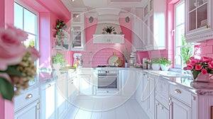 pastel cabinetry, pink cabinets in a white kitchen add charm and freshness, enhancing the rooms unique and stylish