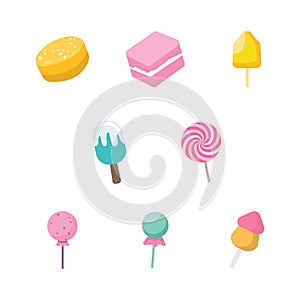 Pastel Candy, Lollipop and Sweets Vector Bundle