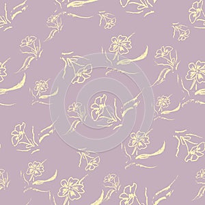 A pastel chalky flower sketches vector pattern