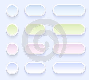 Pastel color buttons for user interface, simple multicolored 3D modern design