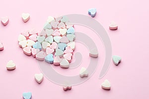 Pastel color heart of heart-shaped candy