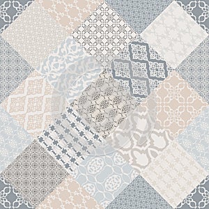Pastel color seamless patternwith oriental motif. photo