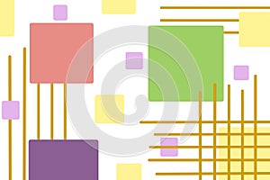 pastel color square shape on white background, Simple abstract geometric design, For desktop wallpaper, banner or website design.