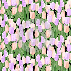 Pastel color tulip floral seamless pattern