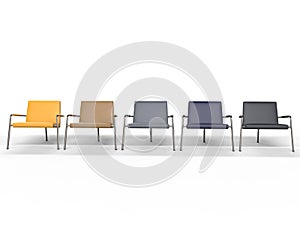 Pastel colored armchairs - front view