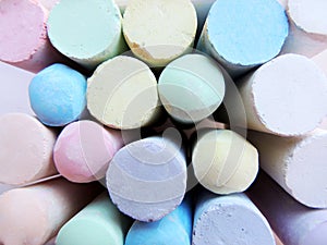 pastel-colored chalks seen from above