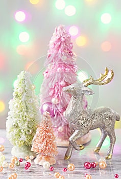 Pastel colored christmas trees