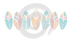 Pastel Colored Decorative Feather Pattern, vector design Generative AI