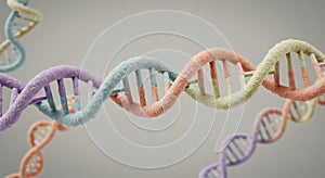 Pastel Colored DNA Helix 3D Rendering