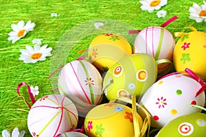 Pastel and colored Easter eggs
