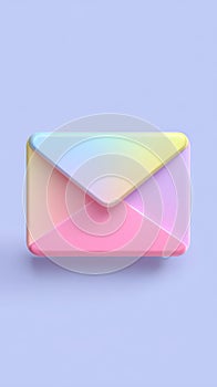 Pastel Color Envelope Email Notification 3D Render Design on Soft Blue Background