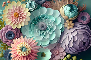 Pastel colored flowers, positive attitude, spring and summer, greeting card for motherÂ´s day, birthday or valentineÂ´s day photo