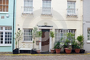 Pastel colored houses in the Knightsbridge, London