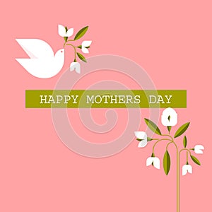 Pastel colored Mothers day cards with dove, spring flowers