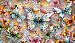 Pastel colored pretty butterflies graphic