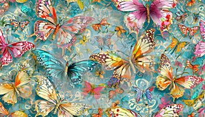 Pastel colored pretty butterflies graphic