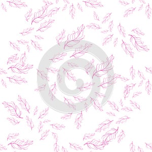 Pastel-colored seamless feather pattern. Seamless background with feathers of bird.