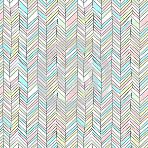 Pastel colored textured chevron ornament geometric abstract seamless pattern, vector