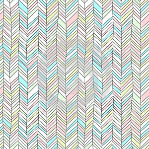 Pastel colored textured chevron ornament geometric abstract seamless pattern, vector photo