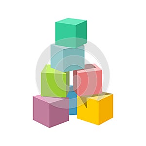 Pastel colored vector blank block building tower