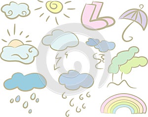 Pastel-colored weather icons photo