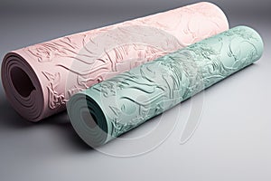 pastel-colored yoga mat with zenlike design