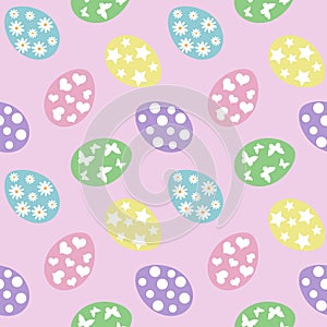 Pastel colorful eggs easter holiday seamless pattern on a pink background vector