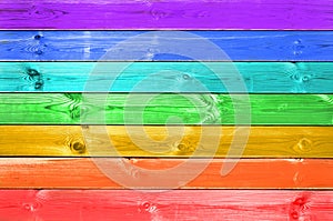 Pastel colorful rainbow painted wood background, gay flag concept