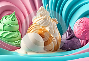 pastel colors butter cream and ice cream texture, background