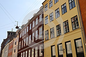 The pastel colors of the characteristic buildings of Copenhagen