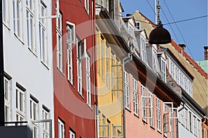 The pastel colors of the characteristic buildings of Copenhagen