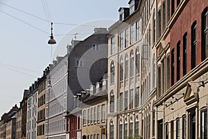 The pastel colors of the characteristic buildings of Copenhagen